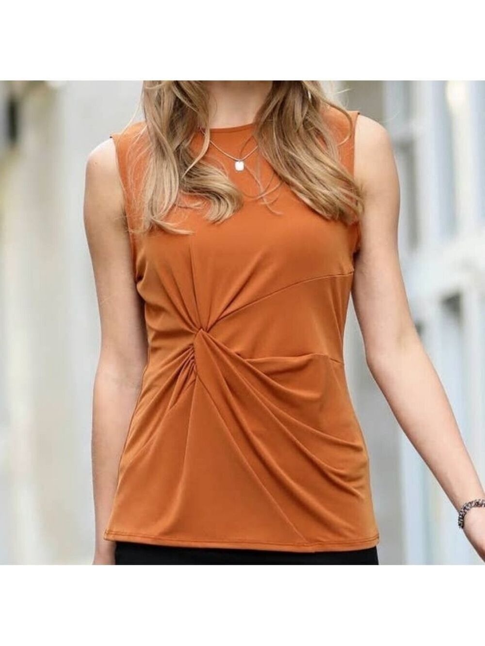 Chic Ity Knot Front Sleeveless Top Women's Sizes S-XL